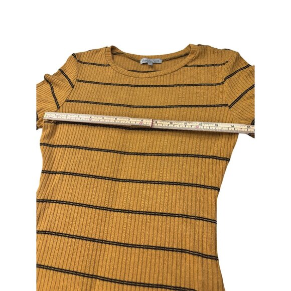 Charlotte Russe Mustard Yellow Striped Ribbed Knit Short Sleeve Bodysuit Size M - Picture 9 of 9